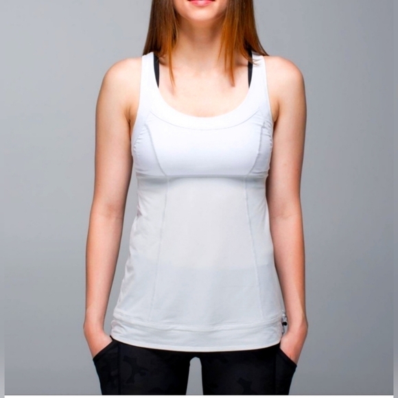 Lululemon Athletica Tops Lululemon Run Ta Ta Topper silver spoon  Tank size 8 - Picture 1 of 10